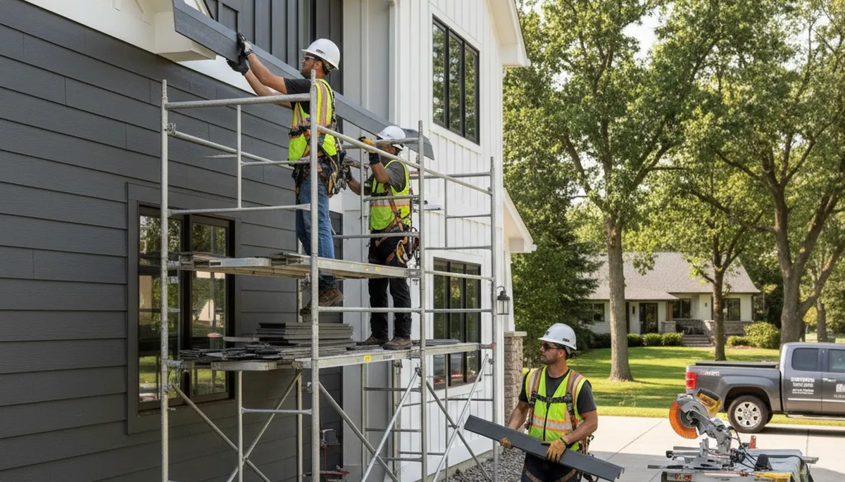 Minneapolis, MN siding contractor installing vinyl siding on a home exterior