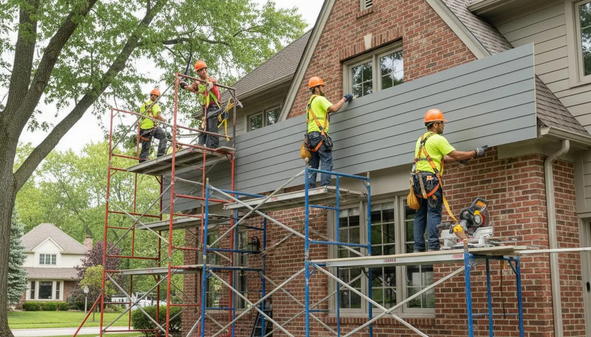 Minneapolis MN siding contractor installing durable vinyl siding on a home