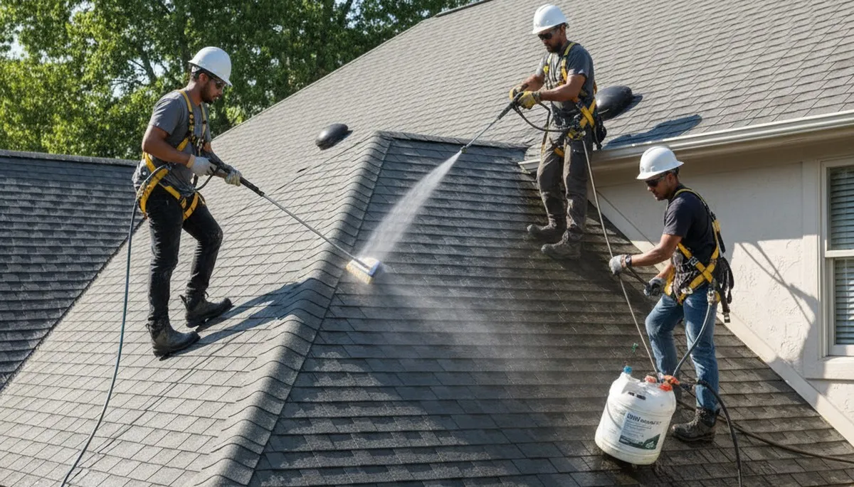 Minneapolis roof cleaning removes moss and debris to protect this home in Minneapolis, MN