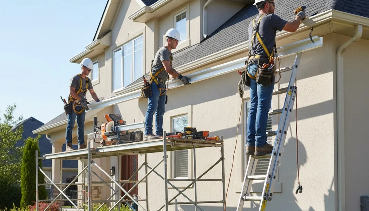 Seamless gutters installed on a Minneapolis, MN home for snow and spring meltwater protection