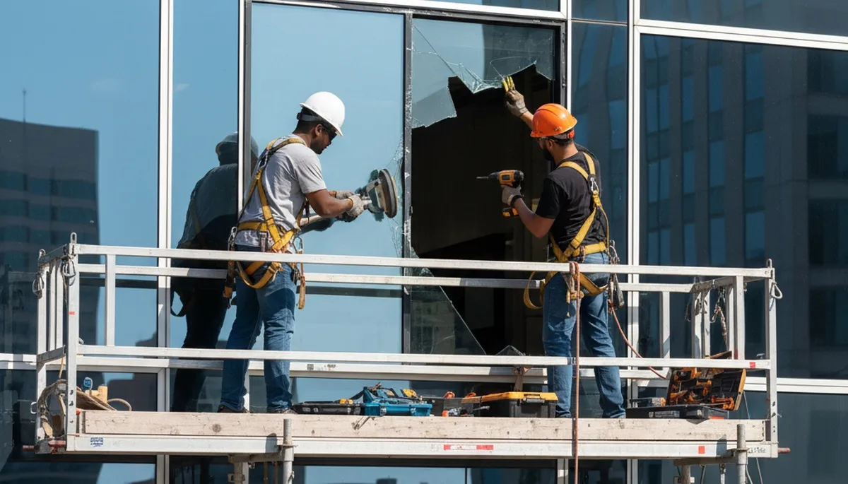 Minneapolis, MN siding contractor repairing a damaged window frame on a home exterior